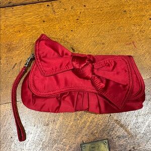 Red Satin Clutch with Bow